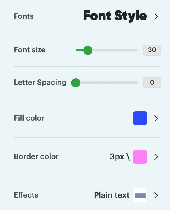 Text options Text options