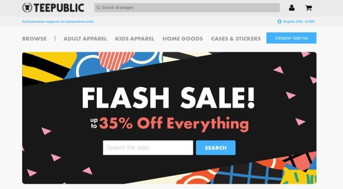 TeePublic - custom apparel for all age groups